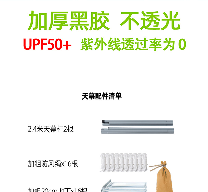 Multi-Hanging Point Black Vinyl Tarp for Outdoor Camping, Sunshade, Sun Protection, Large Size Tent Cover, Thickened to Resist Heavy Rain
