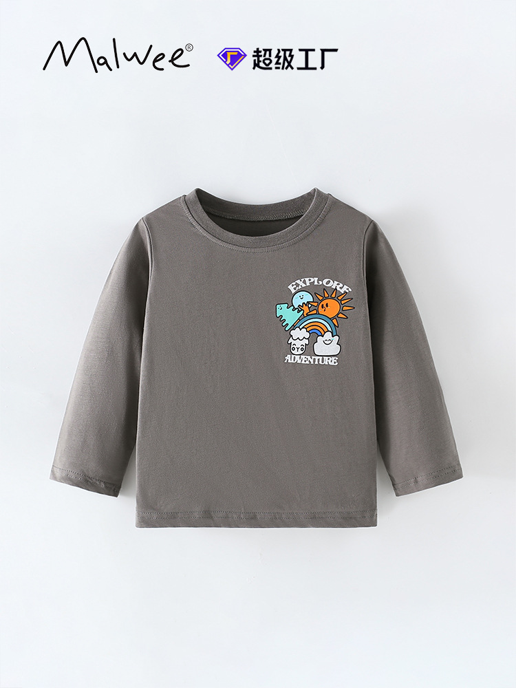 Camisa de cuello redondo para niños malwee transfronteriza otoño e invierno nueva camiseta para niños pequeños y medianos europeos y americanos