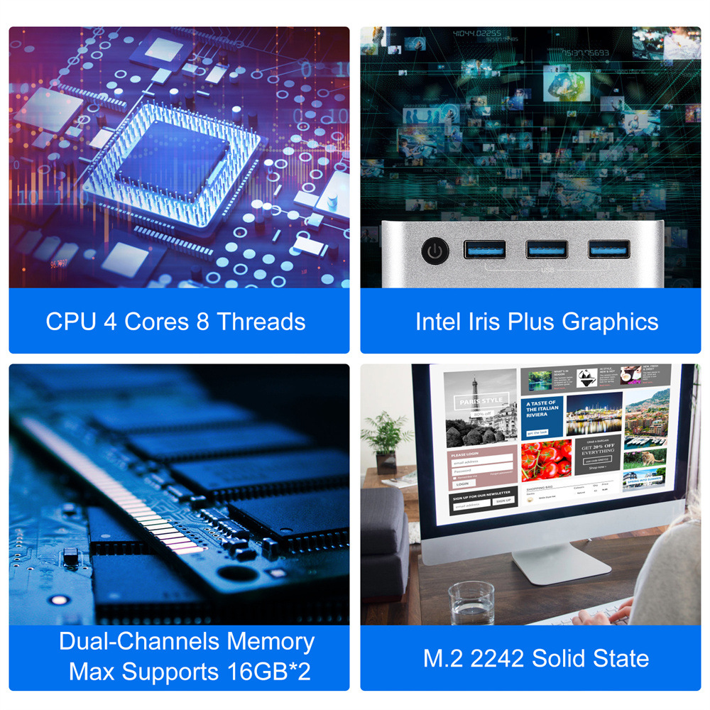 Mini PC Core i5-1030NG7 con Windows 11, Office, ideal para juegos, MiniPC de escritorio pequeño con SSD.