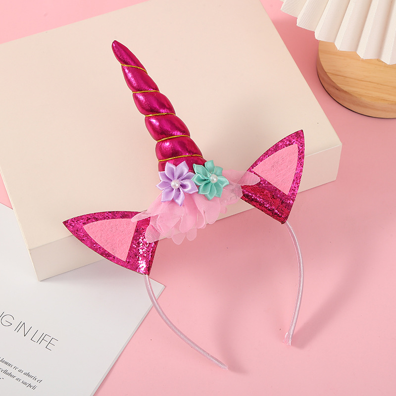Divertido unicornio diadema ins viento banda oído lindo diadema sueño arco iris solo cuerno horquilla tocado al por mayor