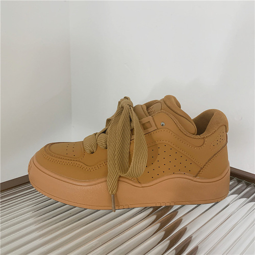 Sports and leisure white shoes for women  autumn Korean version versatile sports sneakers leather canvas shoes Hong Kong fashion shoes