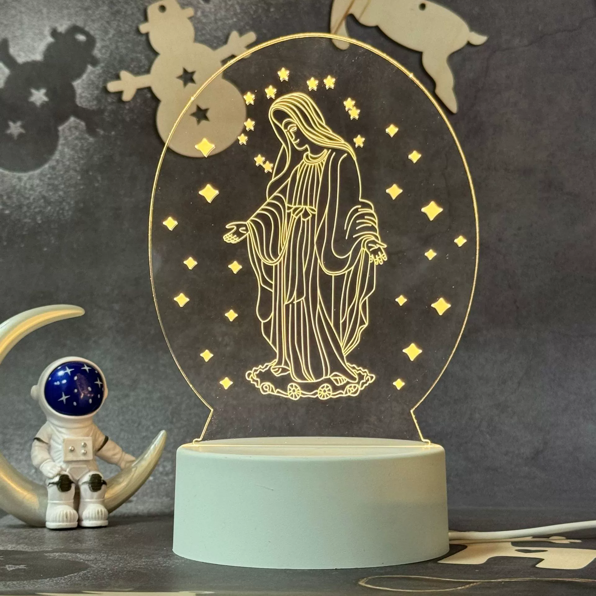 3D акриловая LED ночная лампа, креативная настольная лампа, варианты USB/батарея, Узор 1–19
