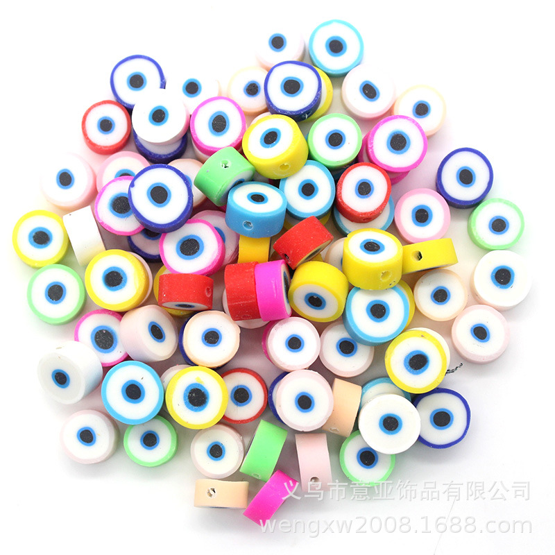 Cuentas de cerámica suave DIY, caras sonrientes, sueltas para pulseras y collares