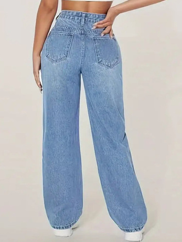 2025 Amazon Wish AliExpress Cross-border European and American Women's Spring and Autumn New Casual High-Waist Straight Leg Jeans