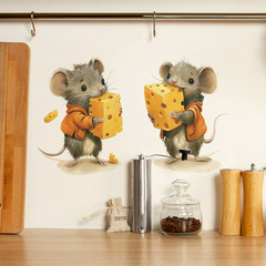 外貿卡通小老鼠奶酪兒童臥室玄關家居裝飾牆貼畫貼紙自粘批發跨境