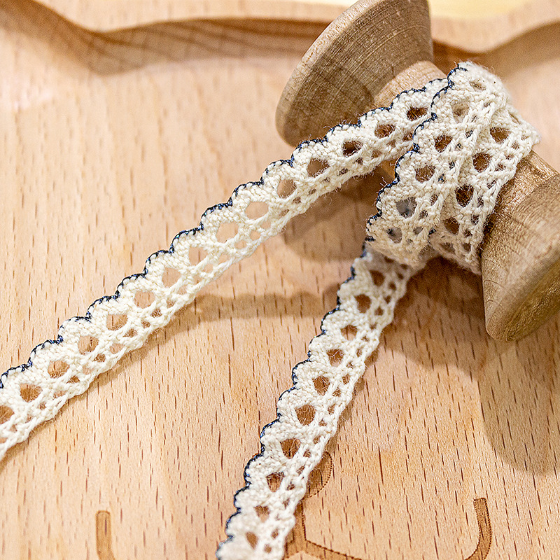 天缘レース花柄飾り材 幅0.6cm 小犬歯模様 金銀糸 人造綿糸 衣類装飾用生地