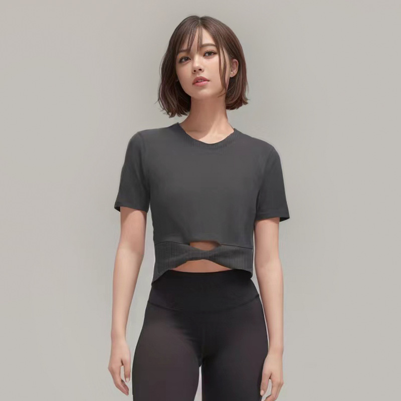Yoga Suit Women's Cotton T-Shirt Rib Short Modal Quick-drying Breathable Tight Fitness Jogging Short Sleeve Yoga Suit Women's Cotton T-Shirt Rib Short Modal Quick-drying Breathable Tight Fitness Jogging Short Sleeve