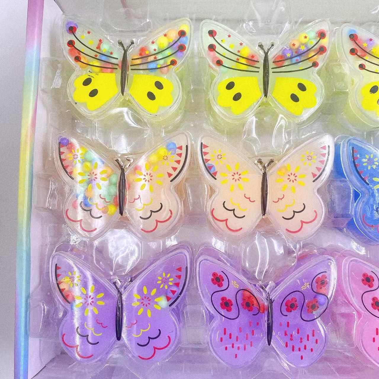 Juguetes infantiles mariposa pegamento espumante de cristal barro slime 24 alta permeabilidad mini descompresión dibujos animados lindos 2 lotes