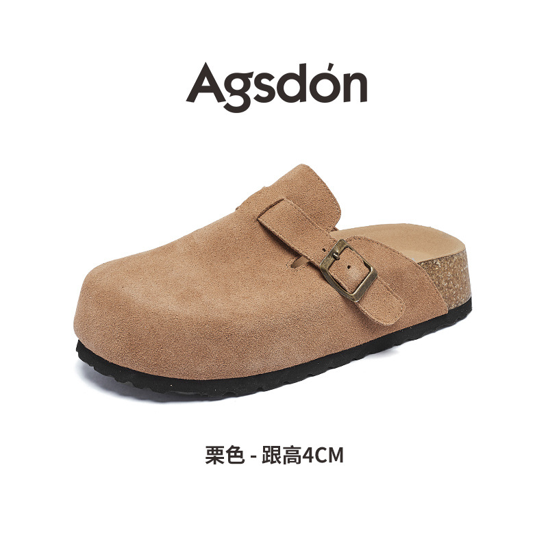 Pantuflas estilo Birkenstock con suela blanda Augu Shiden para mujer, nuevas pantuflas de otoño e invierno 2025, sin cordones, para exteriores, con suela gruesa y punta cerrada.