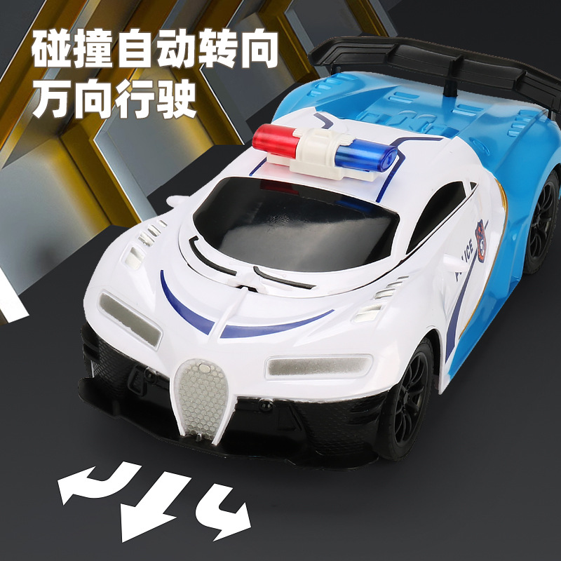 Deformación eléctrica coche policial universal música iluminación robot deformación automática coche juguetes para niños al por mayor
