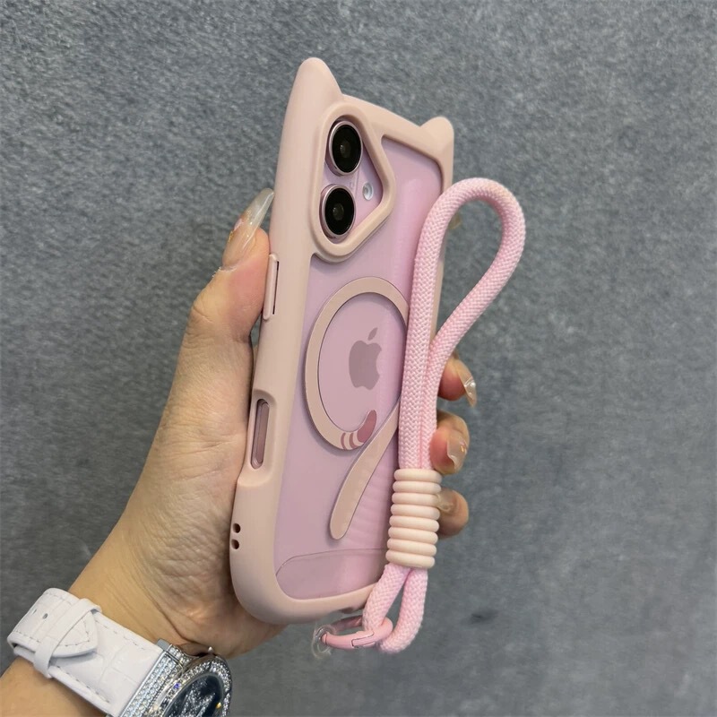 Suitable for iPhone 16 Case with Pink Cat Ears, iPhone 16 Pro Max Magnetic Cat Tail, iPhone 15 Pro Transparent Suitable for iPhone 16 Case with Pink Cat Ears, iPhone 16 Pro Max Magnetic Cat Tail, iPhone 15 Pro Transparent