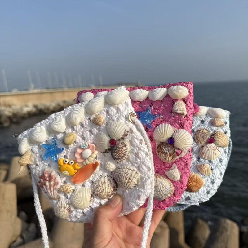 Free Shipping Natural Conch Shell Straw Crossbody Bag Seaside Vacation Style Travel Portable Small Fresh Mobile Phone Bag Free Shipping Natural Conch Shell Straw Crossbody Bag Seaside Vacation Style Travel Portable Small Fresh Mobile Phone Bag