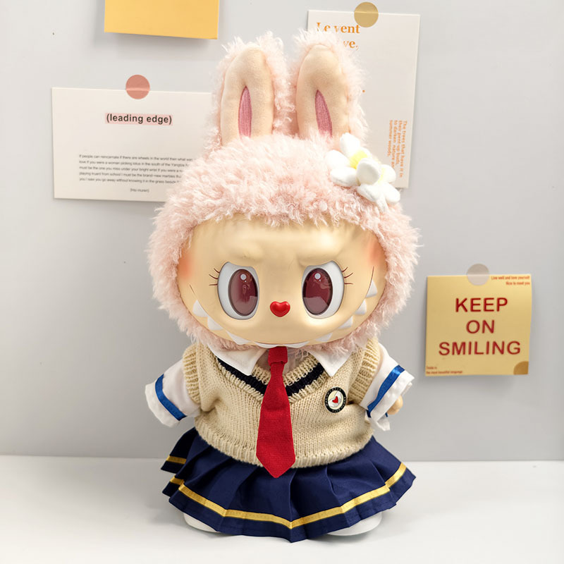 Ropa de muñeca de peluche de vinilo Labubu de 38cm para ropa de muñeca La Bu Time to Chill
