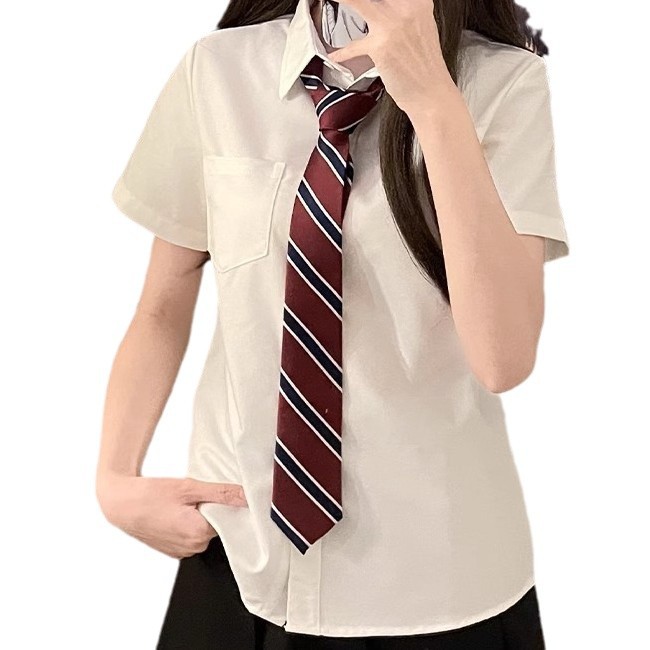 JK 셔츠 긴 반팔 기본 올 매치 셔츠 대학 스타일 여성을위한 우아한 통근 탑