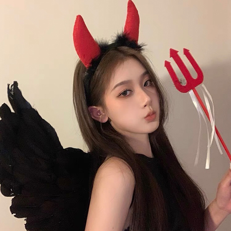 Alas de ángel plumas negras alas props cospaly Halloween Navidad vestir con traje tocado