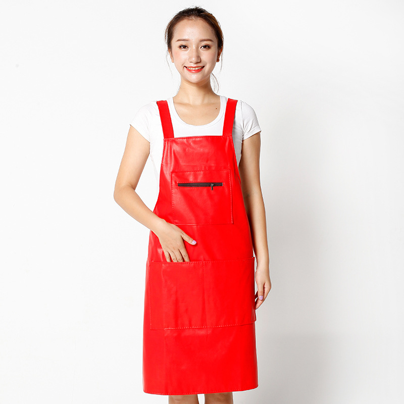 큰 빨간 스트랩 가죽 앞치마