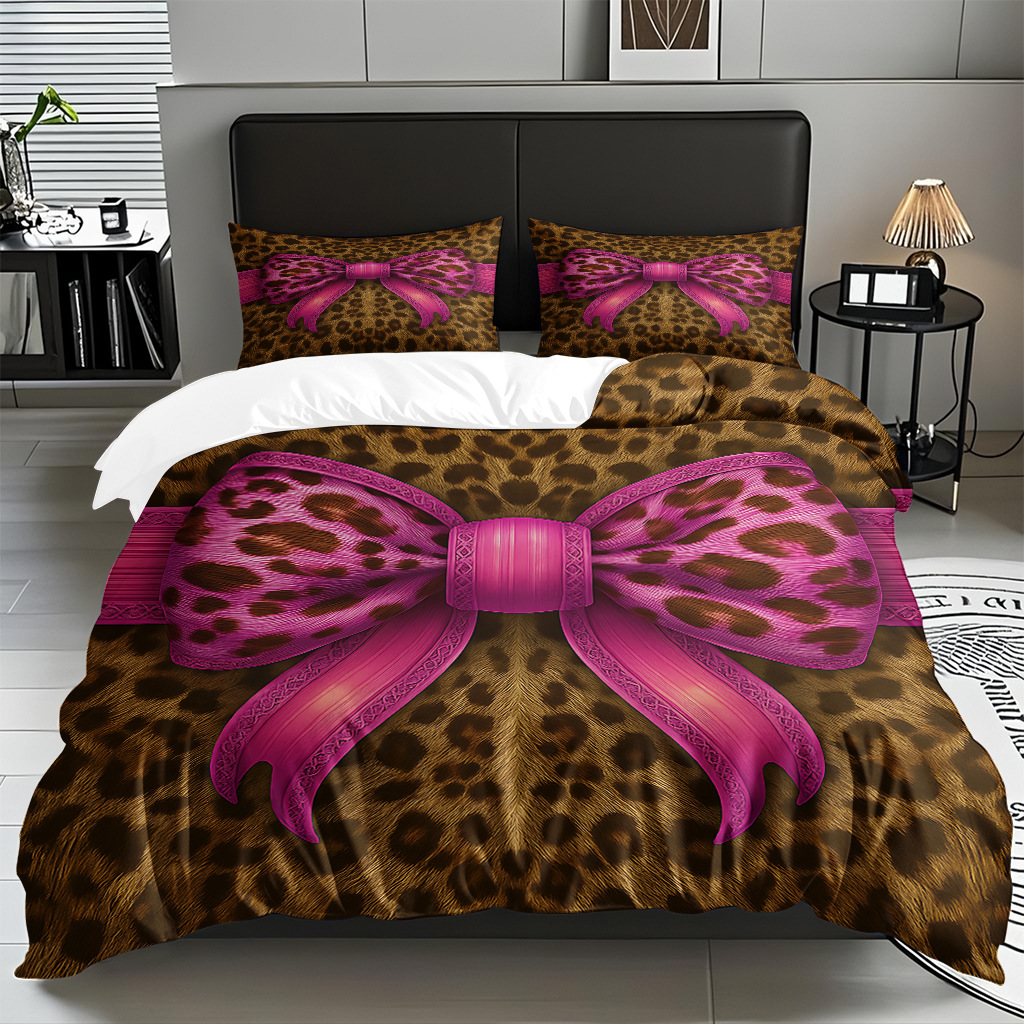 TEMU / JIT comercio exterior textil doméstico transfronterizo impresión digital de leopardo de alta definición colcha de colcha de almohada kit de ropa de cama para hacer dibujos