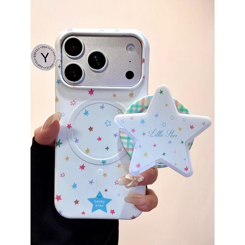 Magnetic Case·Ins Style Simple Colorful Star-Shaped Pc Hard Phone Case Suitable for Iphone171615 Anti-Fall Case