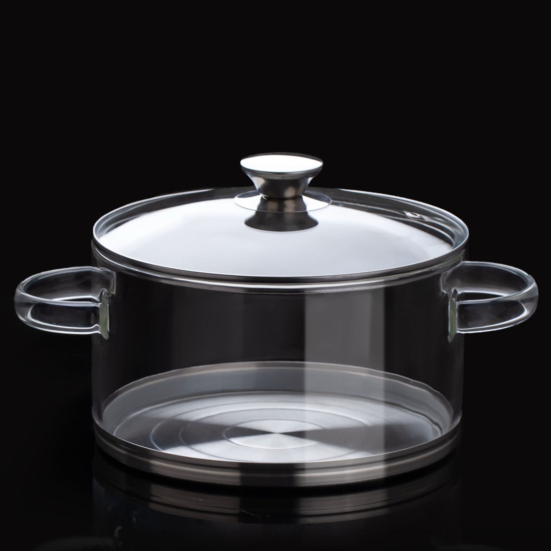 Stainless Steel Bottom High Borosilicate Glass Pot Can Be Used on Open Flame, Gas Stove, Double-Handle Pot, Induction Cooker Special Soup Pot, Health-Preserving Cookware