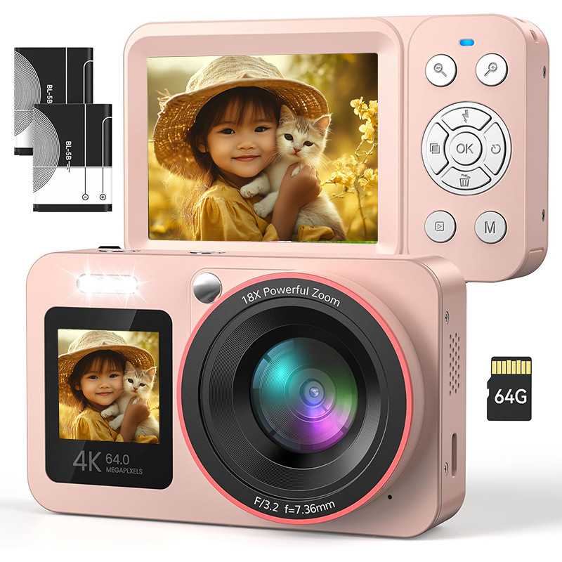 新しい高品質クロスボーダー子供用4Kデジタルカメラポータブル高精細6400万ピクセル学生カメラ|undefined