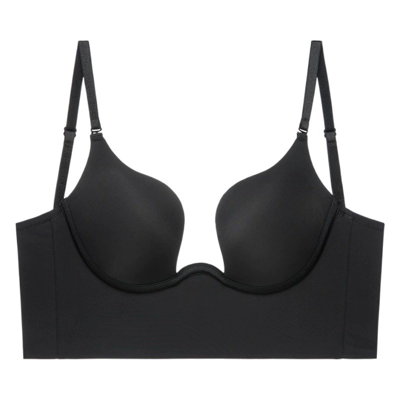 Европейское и американское гладкое бесшовное нижнее белье, сексуальное U-образное белье с большой спинкой, красивый бюстгальтер с маленькой грудью, собранный аксессуар, бюстгальтер с грудью и шеей