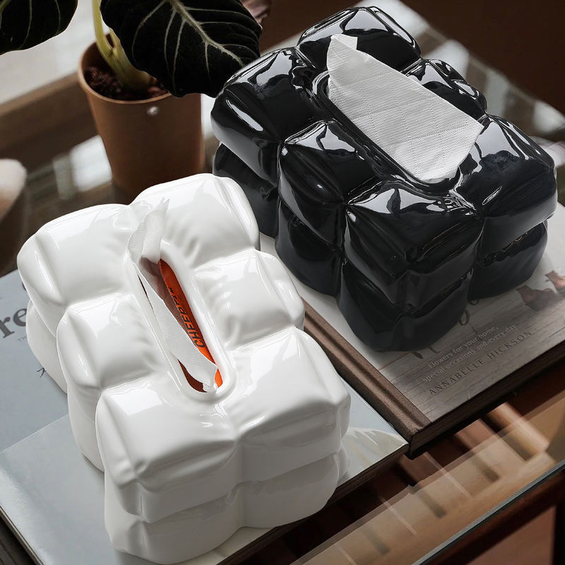 Estilo nórdico Luz de lujo caja de pañuelos de cerámica extraíble de alto aspecto nicho personalizado caja de almacenamiento sala de estar decoración caja de pañuelos