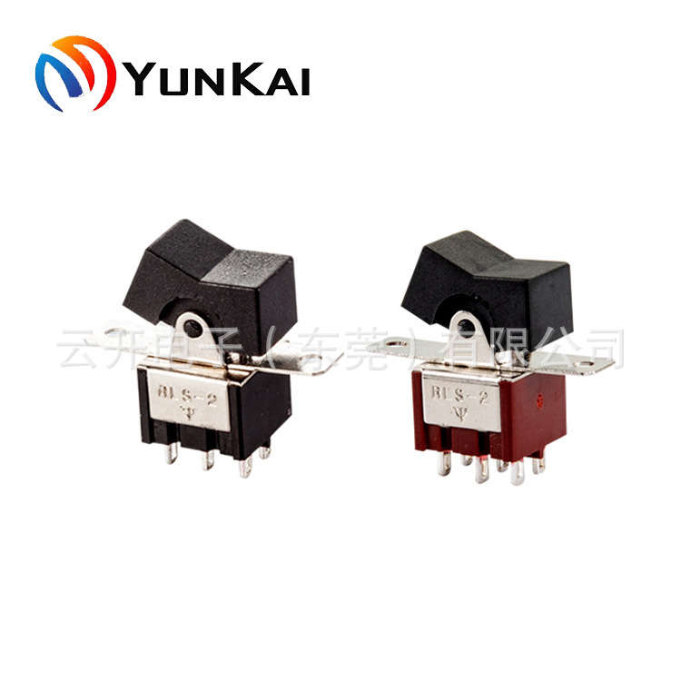 RLS-212-A1 六脚 两档/三档  复位 带支架 翘板开关钮子开关