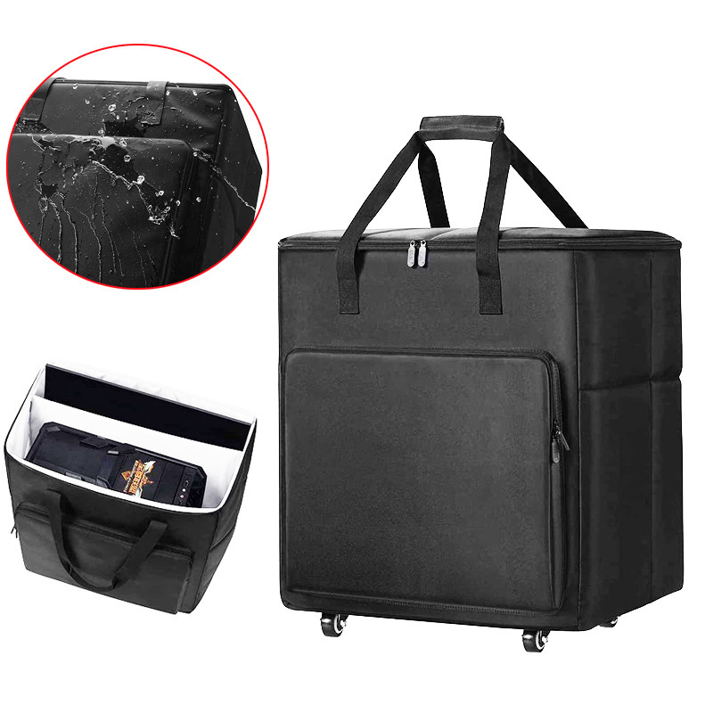 Cross-Border Customized Waterproof Roller Desktop Computer Cosmetics Bag for Portable Transportation with Wheels Monitor Host Bag