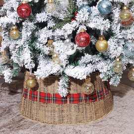 北欧田园跨境圣诞树裙ins风装饰底座树篮子树裙圆框围栏圣诞装饰
