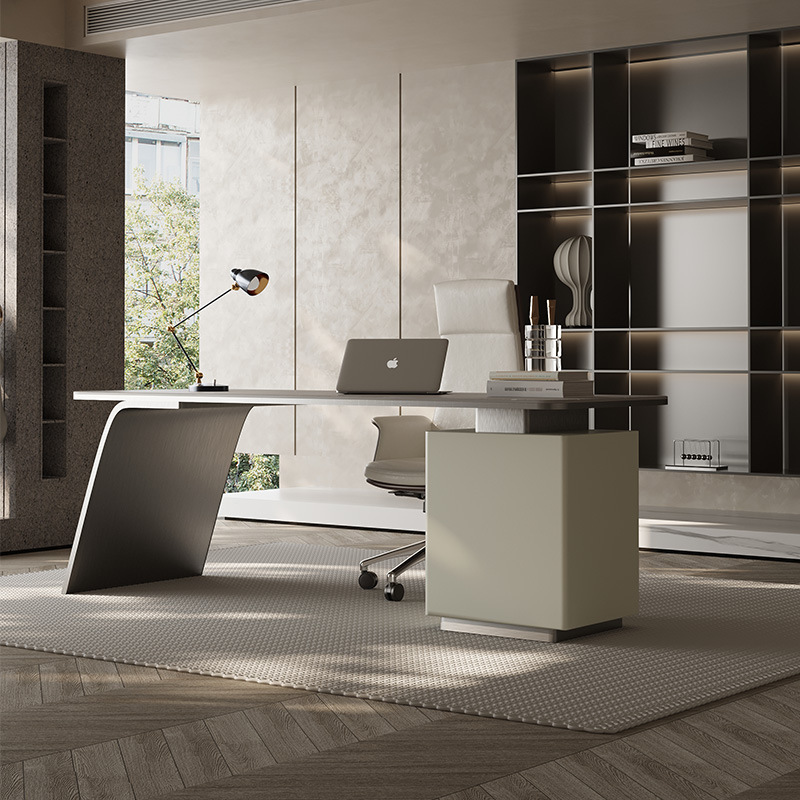 Minimalist Desk Light Luxury Modern Rock Board Desk Simple Advanced Design Sense Office Desk and Chair Home Study Writing Desk