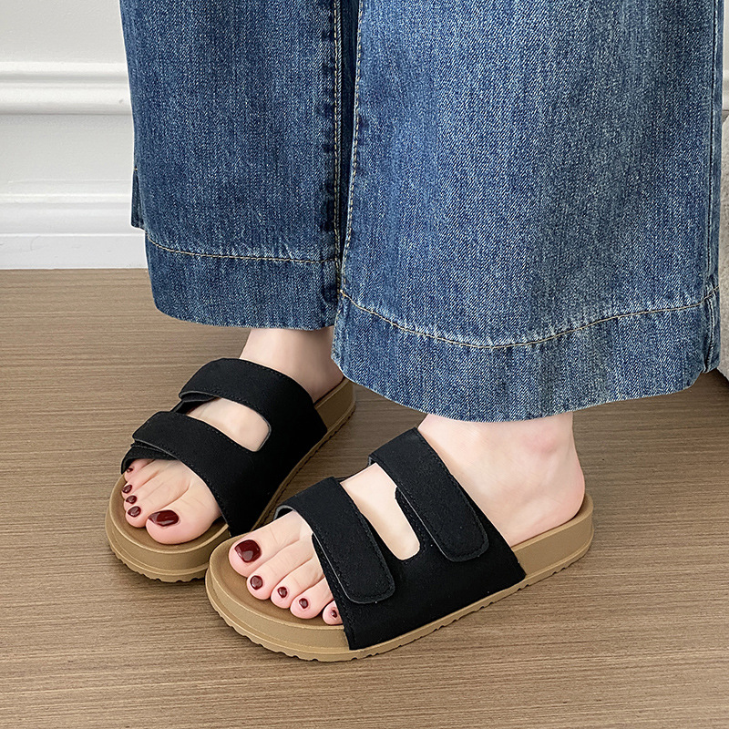 Fashionable Women's Summer Beach Sandals With Double Velcro Straps_voghion.com