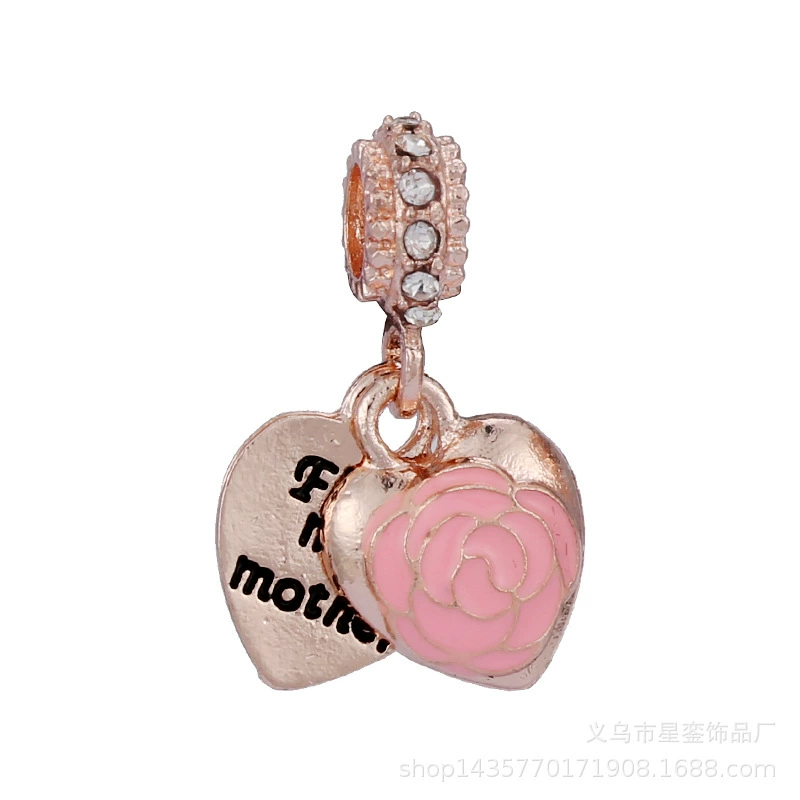 Rose gold crystal love and life tree pendant DIY women's bracelet accessories daisy charm star loose beads