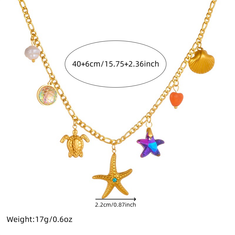 Holiday Occasion 304 Stainless Steel Material Wholesale Jewelry Hawaiian Star 304 Stainless Steel Plating Necklace Cable Chain