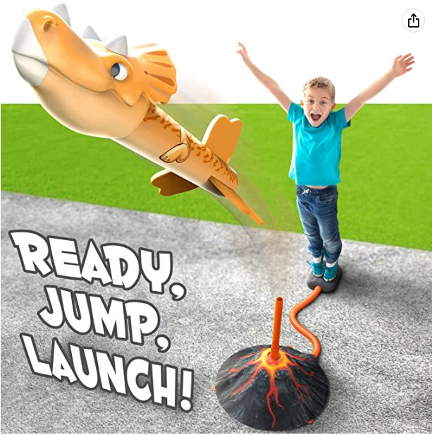 Amazon New Product Foot-Powered Launching Device Cannon Flying Dinosaur Soaring Rocket Outdoor Parent-Child Kids Toys Cross-Border