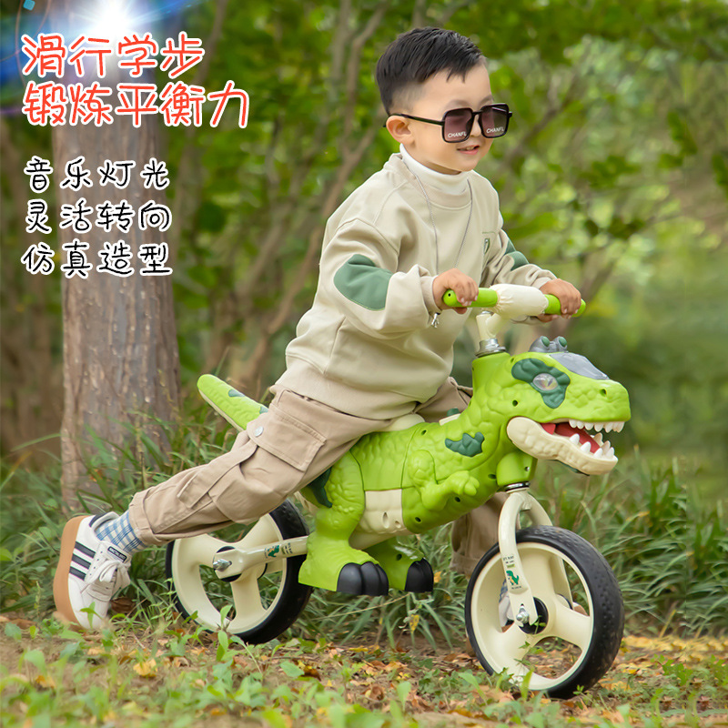 Bicicleta de Equilibrio/Bici sin Pedales de Dinosaurio, para Niños 2-8 Años