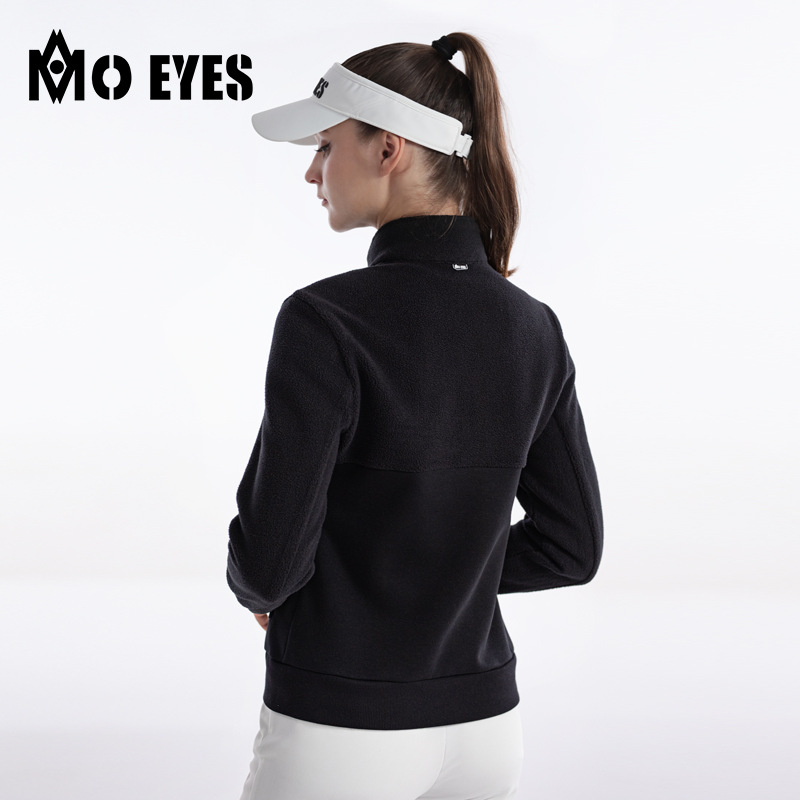 Áo khoác nữ vải nhung cực ấm phối màu thể thao golf mùa thu đông — M23KUZ014-Quần Trắng, M23YF024-Áo khoác trắng (Lông cừu cực), M23YF024-Áo khoác đen (Lông cừu cực), M23KUZ014-quần đen