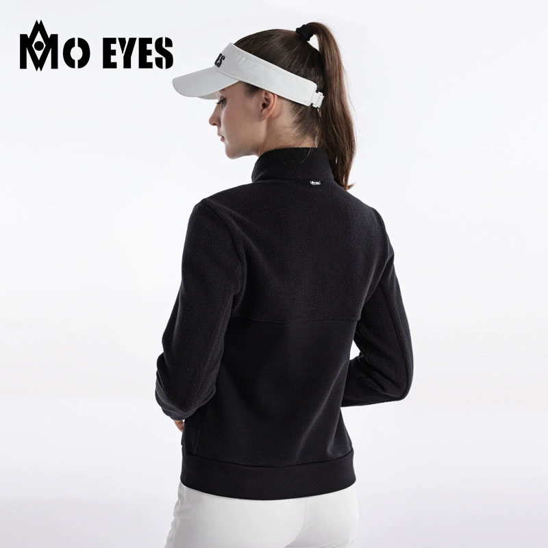 Женская куртка для гольфа MO EYES, осень-зима, тёплый флис полярный, комбинированный дизайн цвета
