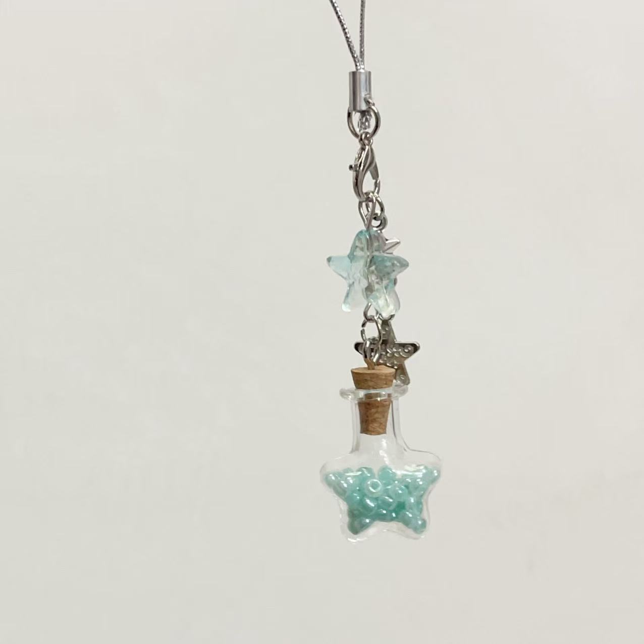 [Deep Sea Drift Bottle] Starfish Drift Bottle Mobile Phone Chain Female Wishing Star Keychain Cute and Easiest for Match Bag Pendant