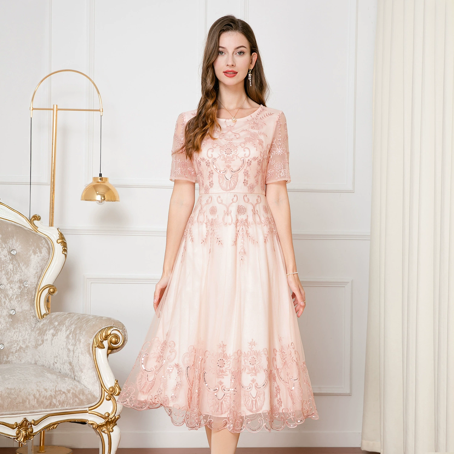 Shenzhen NanYou сетчатое платье среднего возраста большой размер женщины 2024 новый темперамент мама юбка