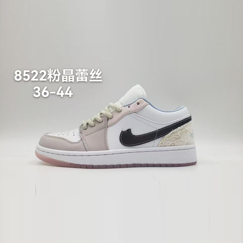 新品AJ1粉紫蕾丝鞋低帮鞋带中国结街头鞋休闲潮牌运动鞋现货批发