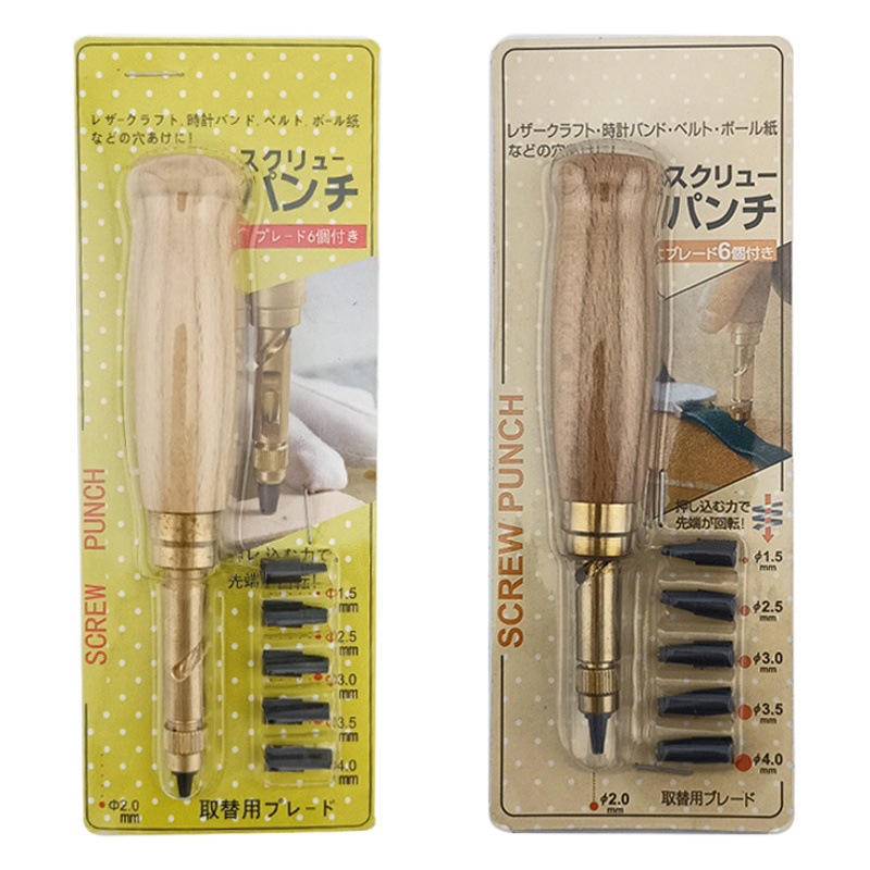 Punzón de cinturón automático reemplazable punzón de cinturón de cabeza múltiple silenciador punzón de cinturón punzón giratorio Juego de 6 piezas (punzón de cinturón)