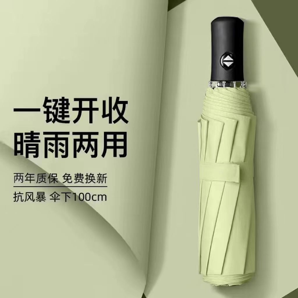 [Automatic model] 8 bone vinyl and clear umbrella matcha green
