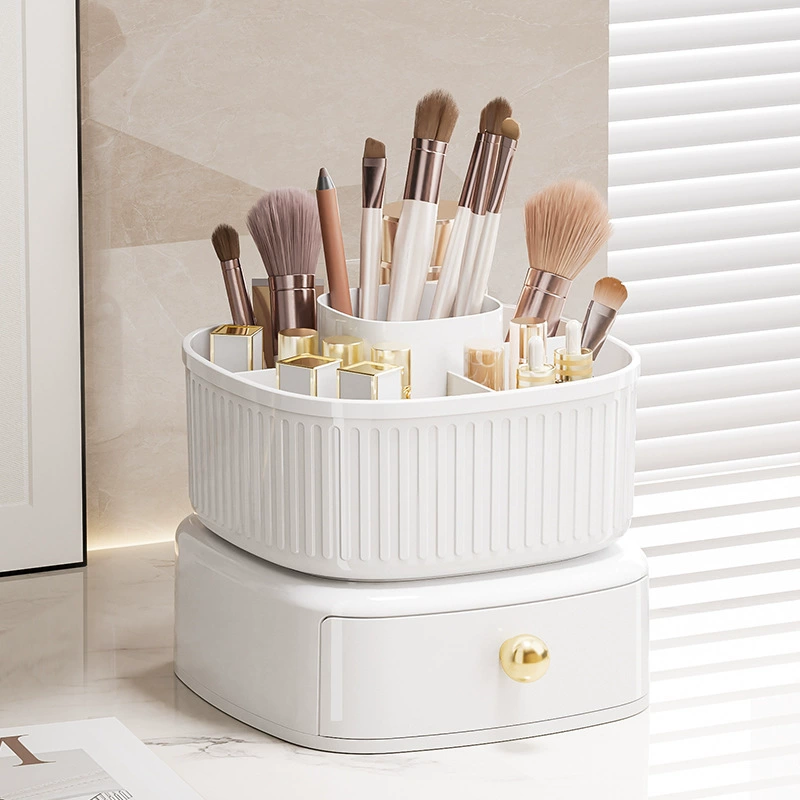 Rotating Cosmetic Organizer, 360° Rotating Storage Box, Multi-Compartment Drawer, Light Luxury