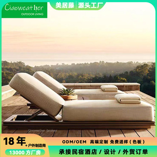 Outdoor Open-Air Swimming Pool Lounge Chair Beach Hotel Club Spa Resort Bed Bed and Breakfast Leisure Solid Wood Sofa Bed