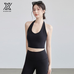 新款瑜伽服女美背挂脖运动内衣一体式防震跑步背心运动文胸健身衣
