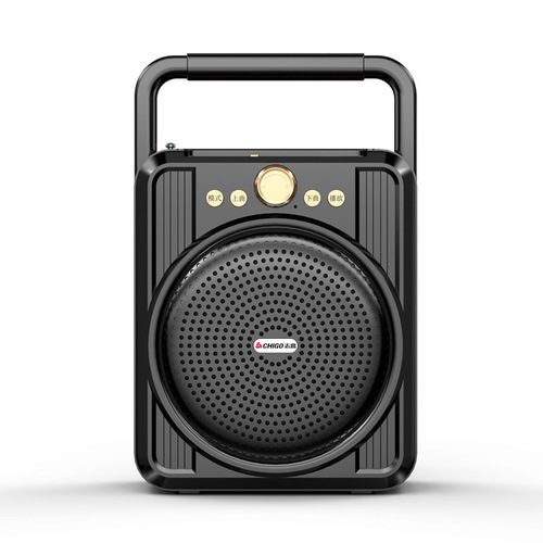 Portable multi-functional speaker with microphone, radio, and wireless Bluetooth for home use, outdoor square dancing, and more.