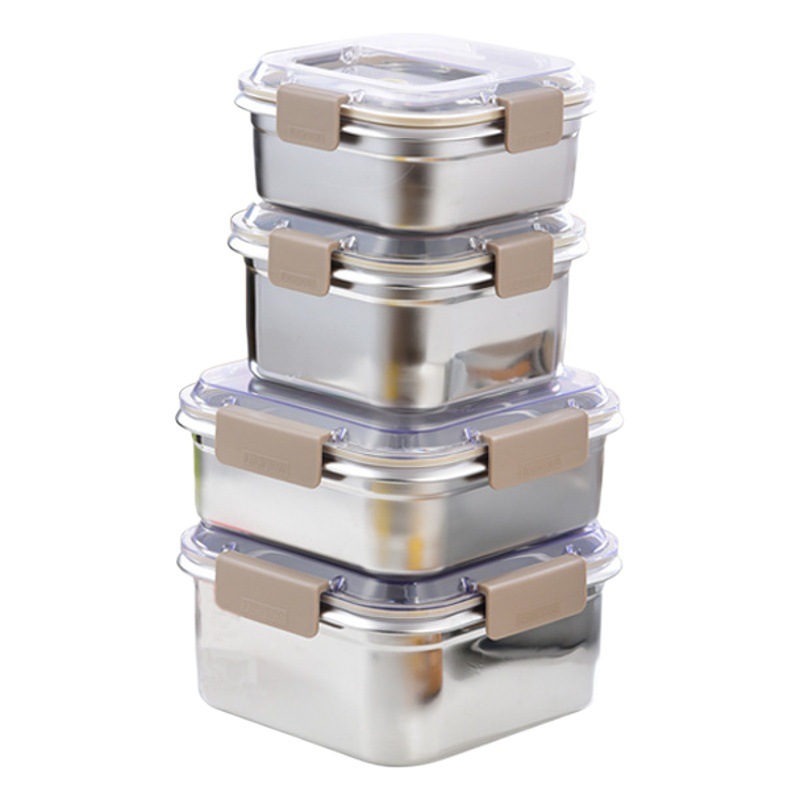 304 cuadrado de acero inoxidable refrigerador fruta Bento hogar grado alimenticio calefacción caja almuerzo Bento caja al por mayor