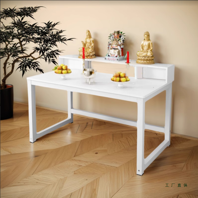 Altar for Home Use, Guanyin and God of Wealth, Modern Chinese-Style Shrine, White Altar for Worshiping Gods and Deities