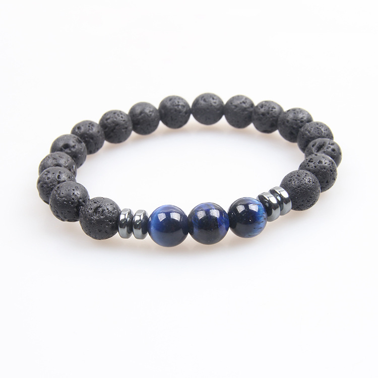 블루 타이거 아이 스톤 팔찌 8mm가 달린 화산석