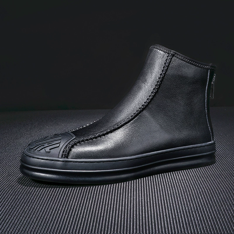 Натуральные кожаные повседневные туфли, модные кожаные слипоны в корейском стиле, ботинки-мартинсы, мужские кожаные ботинки